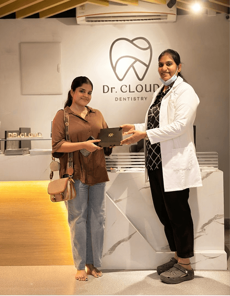 Patient smiling in dental clinic